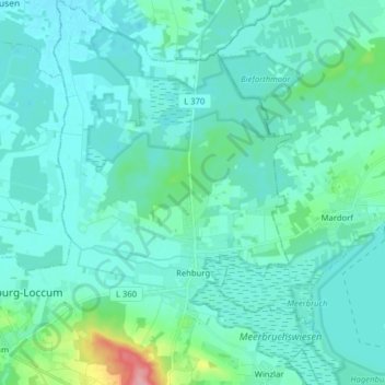 Mapa topográfico Rehburg, altitud, relieve