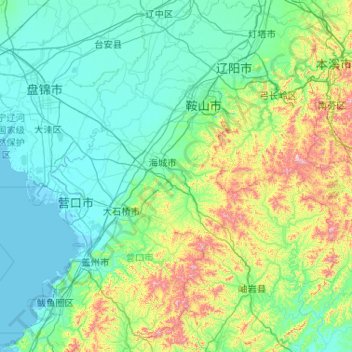 Mapa topográfico 鞍山市 / Anshan, altitud, relieve