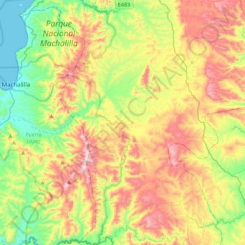 Mapa topográfico Parroquia Julcuy, altitud, relieve