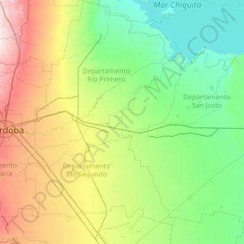 Mapa topográfico Rio Segundo, altitud, relieve