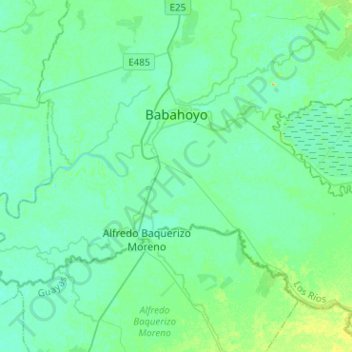 Mapa topográfico Babahoyo, altitud, relieve