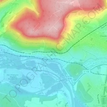 Mapa topográfico Messein, altitud, relieve