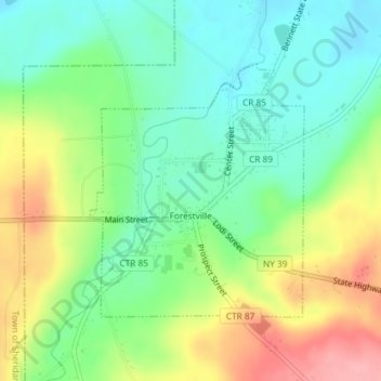 Mapa topográfico Forestville, altitud, relieve