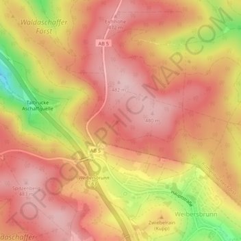 Mapa topográfico Weisserstein, altitud, relieve