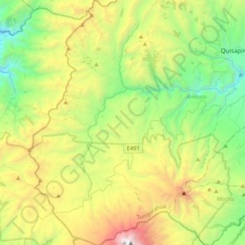 Mapa topográfico Pilahuin, altitud, relieve
