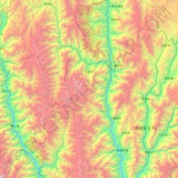 Mapa topográfico Yangla, altitud, relieve