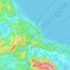Mapa topográfico Cahuita, altitud, relieve