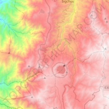 Mapa topográfico Chugchillan, altitud, relieve