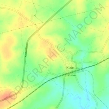 Mapa topográfico Kotma, altitud, relieve