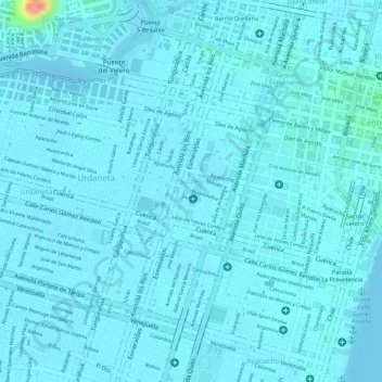 Mapa topográfico Sucre, altitud, relieve