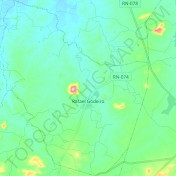 Mapa topográfico Rafael Godeiro, altitud, relieve
