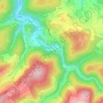 Mapa topográfico Altweilnau, altitud, relieve