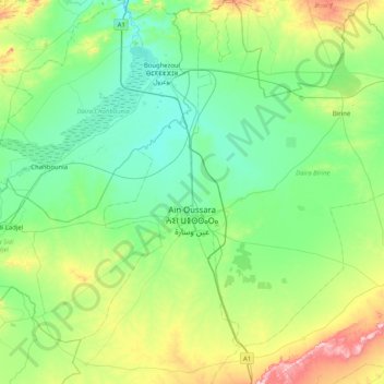 Mapa topográfico Aïn Oussara, altitud, relieve
