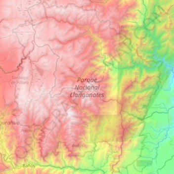 Mapa topográfico Parque Nacional Llanganates, altitud, relieve