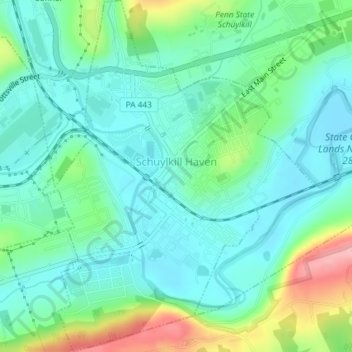 Mapa topográfico Schuylkill Haven, altitud, relieve