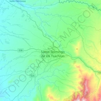 Mapa topográfico Santo Domingo de los Tsachilas, altitud, relieve
