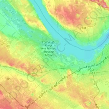 Mapa topográfico Ottawa, altitud, relieve