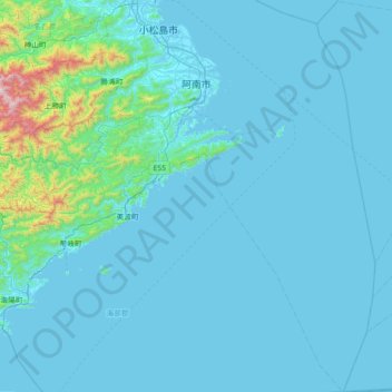 Mapa topográfico Anan, altitud, relieve