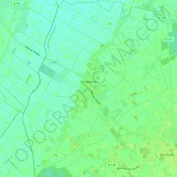 Mapa topográfico Schwarme, altitud, relieve