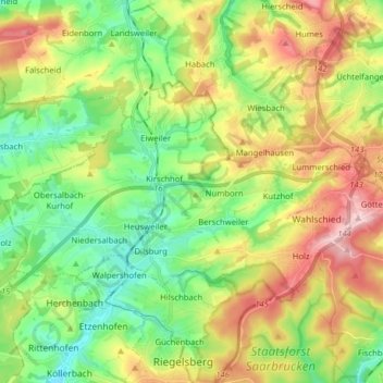 Mapa topográfico 66265, altitud, relieve