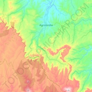 Mapa topográfico Agrolândia, altitud, relieve