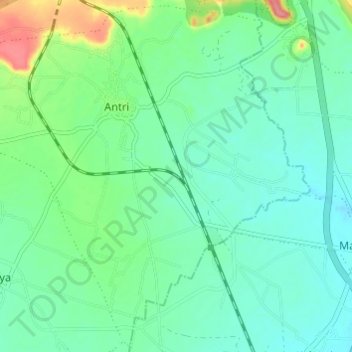 Mapa topográfico Antri, altitud, relieve