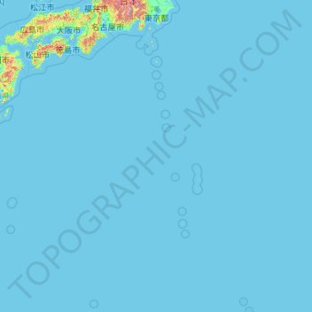 Mapa topográfico Tokio, altitud, relieve