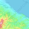 Mapa topográfico Rímini, altitud, relieve