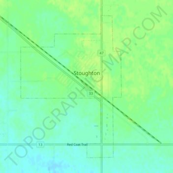 Mapa topográfico Stoughton, altitud, relieve