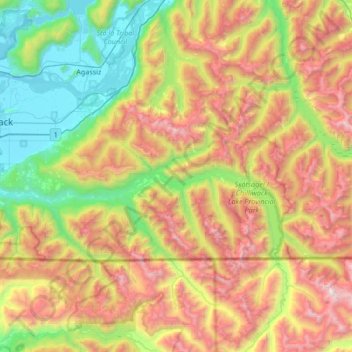 Mapa topográfico Area E (Chilliwack River Valley), altitud, relieve