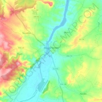 Mapa topográfico Alba de Tormes, altitud, relieve