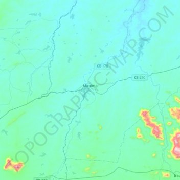 Mapa topográfico Miraíma, altitud, relieve