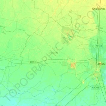 Mapa topográfico Matlauda, altitud, relieve