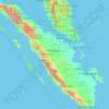 Mapa topográfico Sumatra, altitud, relieve