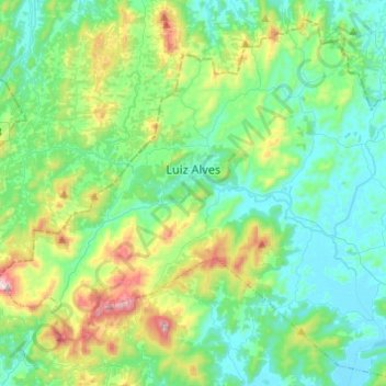 Mapa topográfico Luiz Alves, altitud, relieve
