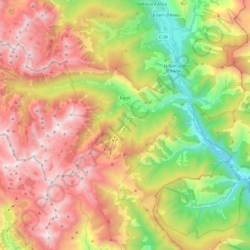 Mapa topográfico Espot, altitud, relieve