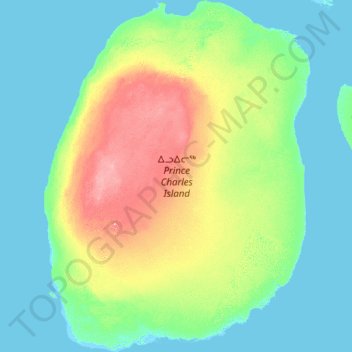 Mapa topográfico Isla del Príncipe Carlos, altitud, relieve