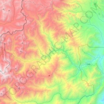 Mapa topográfico Zuñac, altitud, relieve