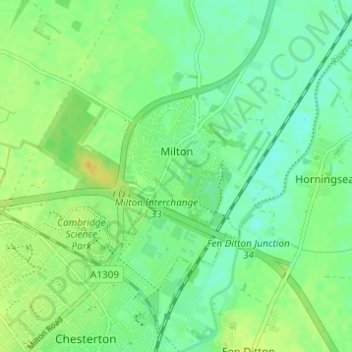 Mapa topográfico Milton, altitud, relieve