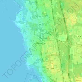 Mapa topográfico Pateniemi, altitud, relieve