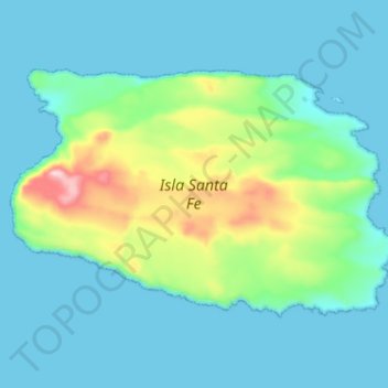 Mapa topográfico Isla Santa Fe, altitud, relieve