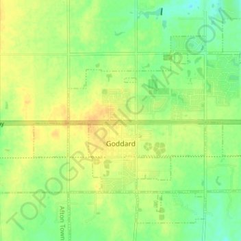 Mapa topográfico Goddard, altitud, relieve