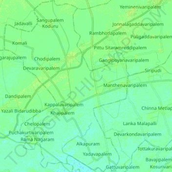Mapa topográfico Pittalavanipalem, altitud, relieve