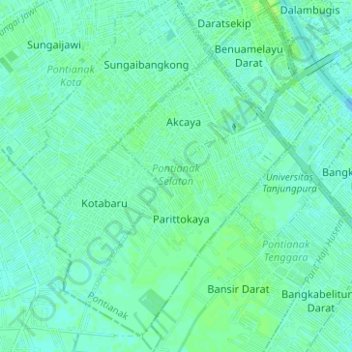 Mapa topográfico Pontianak Selatan, altitud, relieve