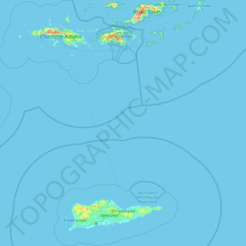Mapa topográfico United States Virgin Islands, altitud, relieve