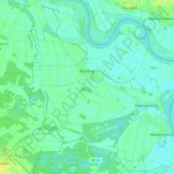 Mapa topográfico Aholfing, altitud, relieve