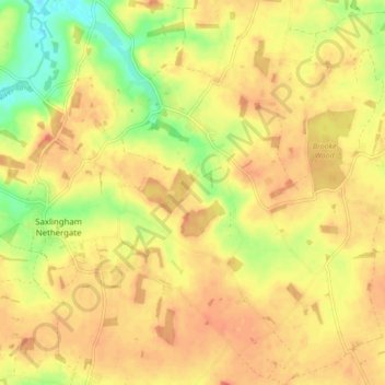 Mapa topográfico Shotesham, altitud, relieve