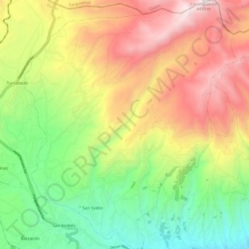 Mapa topográfico San Isidro de Patulu, altitud, relieve