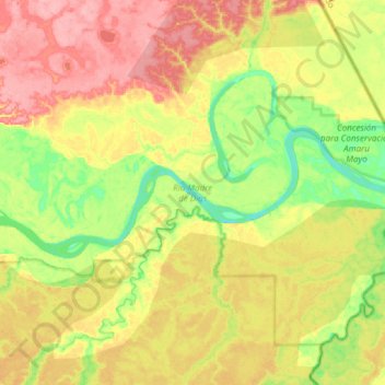 Mapa topográfico Rio Madre de Dios, altitud, relieve