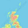 Mapa topográfico Schottland, altitud, relieve